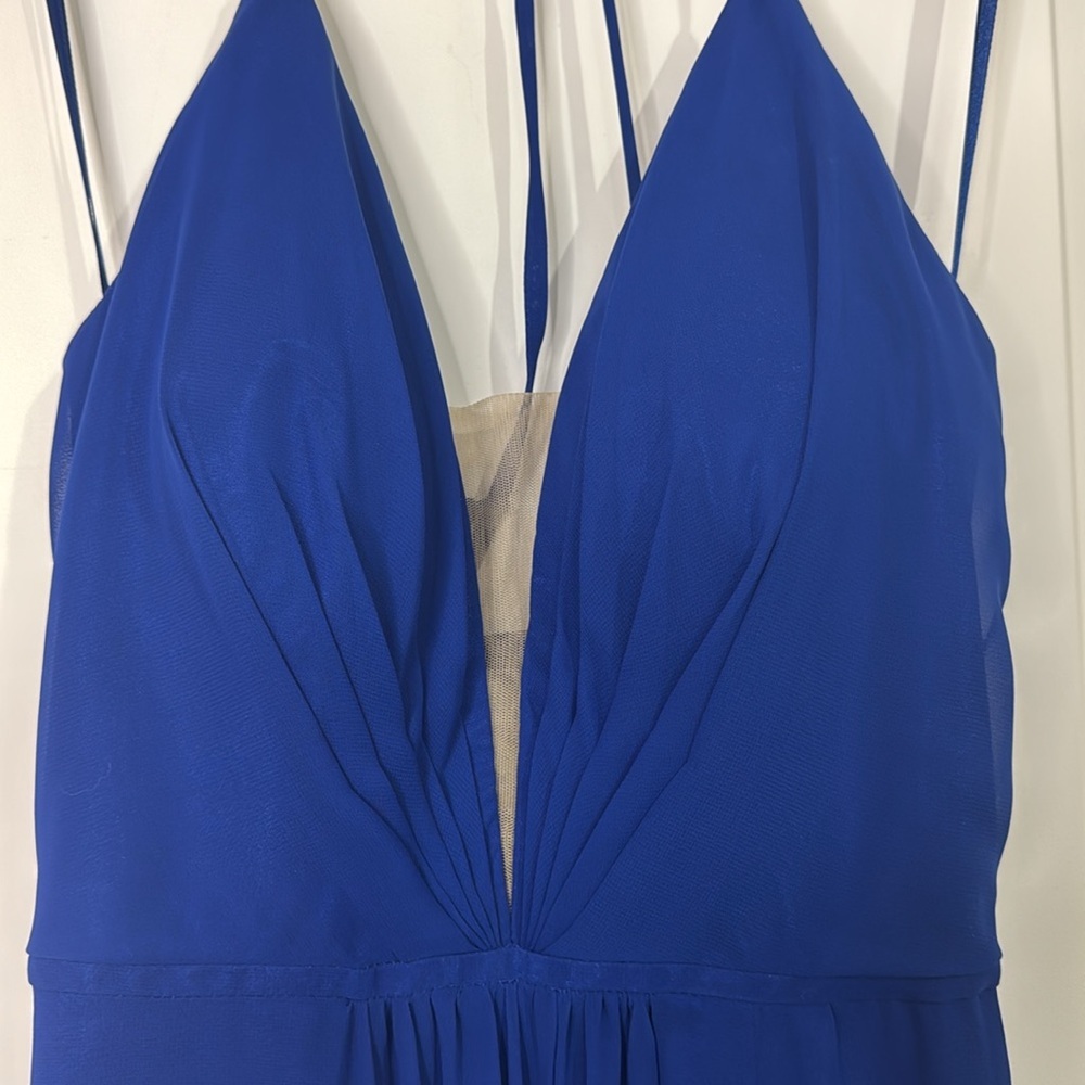 Betsey & Adam Dress Lace Up Back Plunging Front EUC Size 2 Royal Blue Women’s